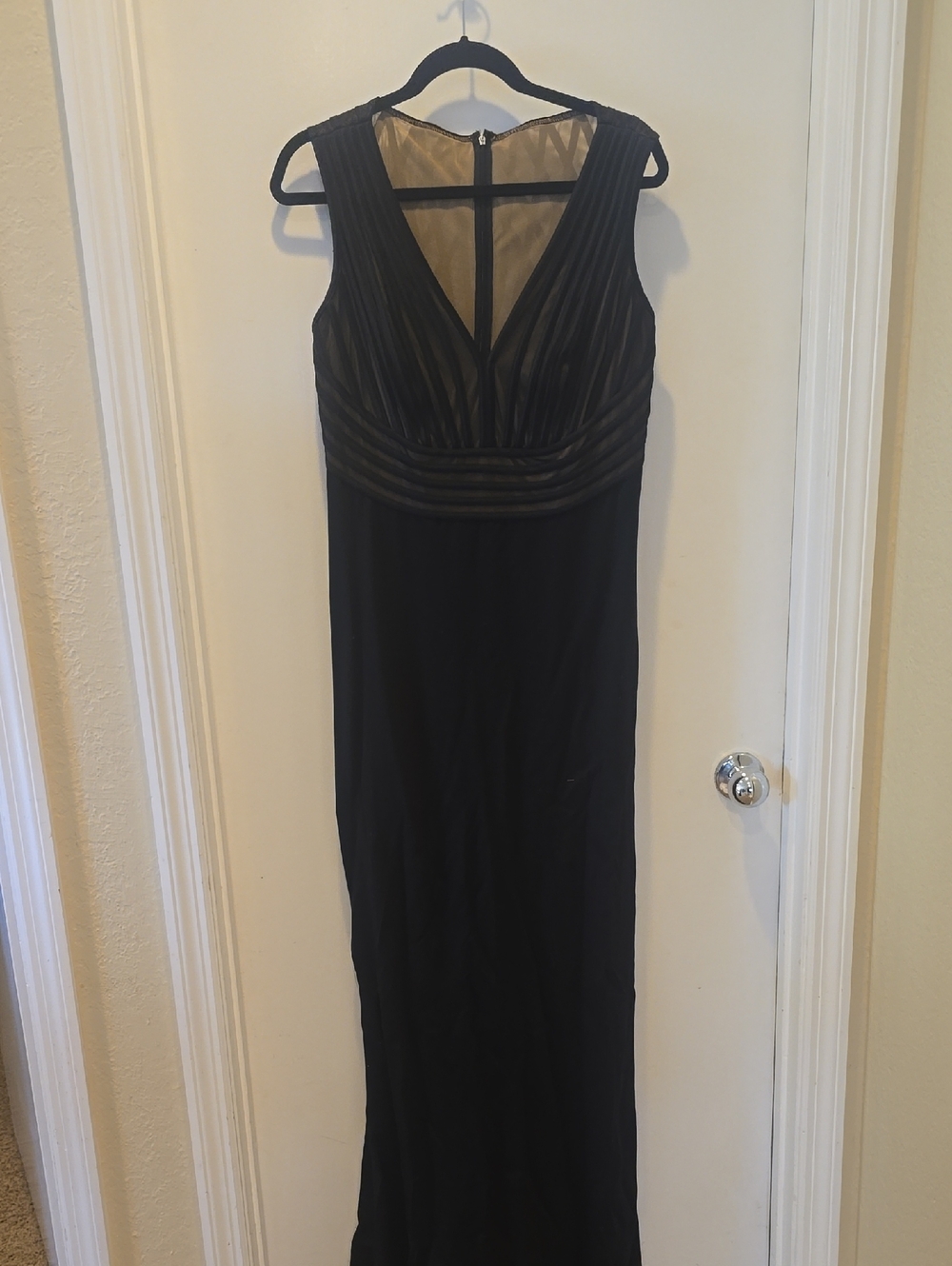 Prada Black V-Neck Evening Gown.  See-Through Back.